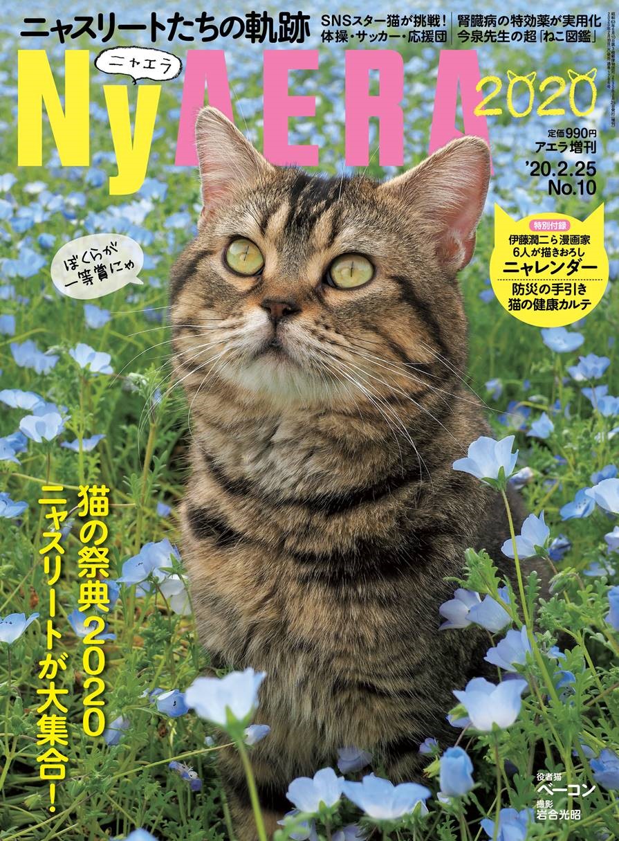 今年もやります！　一冊まるごと猫「NyAERA（ニャエラ）」2020年版はニャスリート大集合！　表紙は岩合光昭さん撮影の役者猫ベーコン