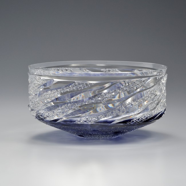 氣賀澤雅人 硝子切子鉢”群青”