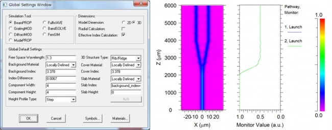 EIM法での解析事例 設定画面（左）とBeamPROPでの計算結果（右）