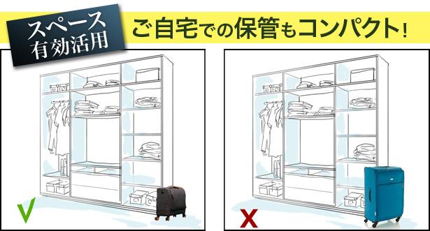 自宅保管時は、小さくコンパクトに収納！  大サイズで旅行し、ホテル滞在時はコンパクトに縮小！  ホテルから小サイズでちょっとしたお出掛けもOK！