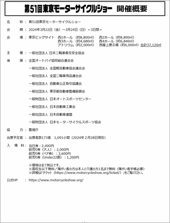 「第51回東京モーターサイクルショー」会期中イベントのご案内