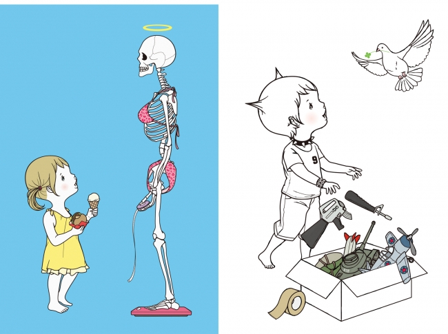 左：ダイエットし過ぎちゃったのね ／ 右：A Farewell to Arms（武器よさらば）