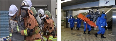 過去に成田空港内で実施したテロ訓練の様子