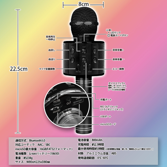 ◇高品質 Bestisan ワイヤレス マイク スピーカー カラオケ Bluetooth