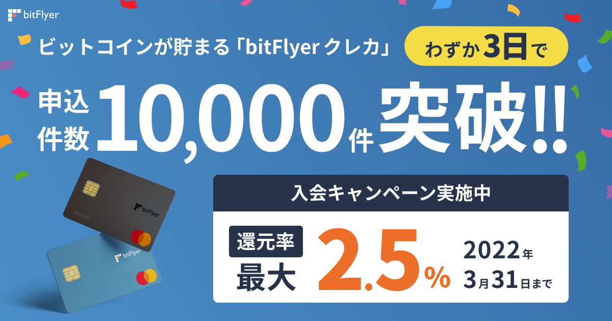 日本初 ビットコインが貯まる Bitflyer クレカ 提供開始からわずか3日で申し込み1万件を突破 株式会社bitflyerのプレスリリース