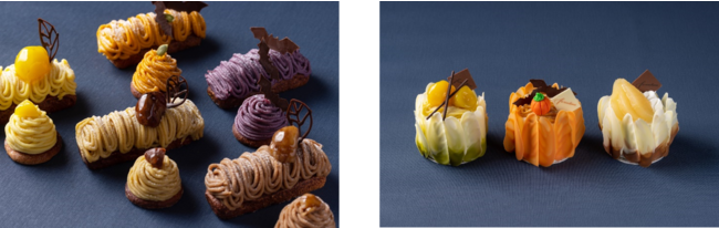 画像左は、「モンテビアンコ」／画像右は「グランド プレミアム ショートケーキ（マロン、パンプキン、洋梨）」