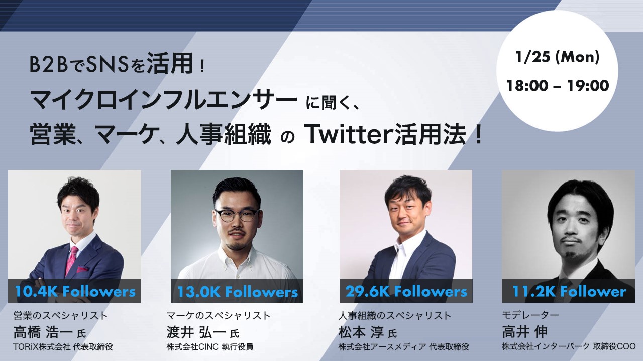 累計フォロワー数6万人 営業 マーケティング 人事組織 におけるb2b Twitter活用法ウェビナー開催 株式会社インターパークのプレスリリース 累計フォロワー数6万人 営業 マーケティング 人事組織 におけるb2b Twitter活用法ウェビナー開催 株式会社インターパークのプレスリリース