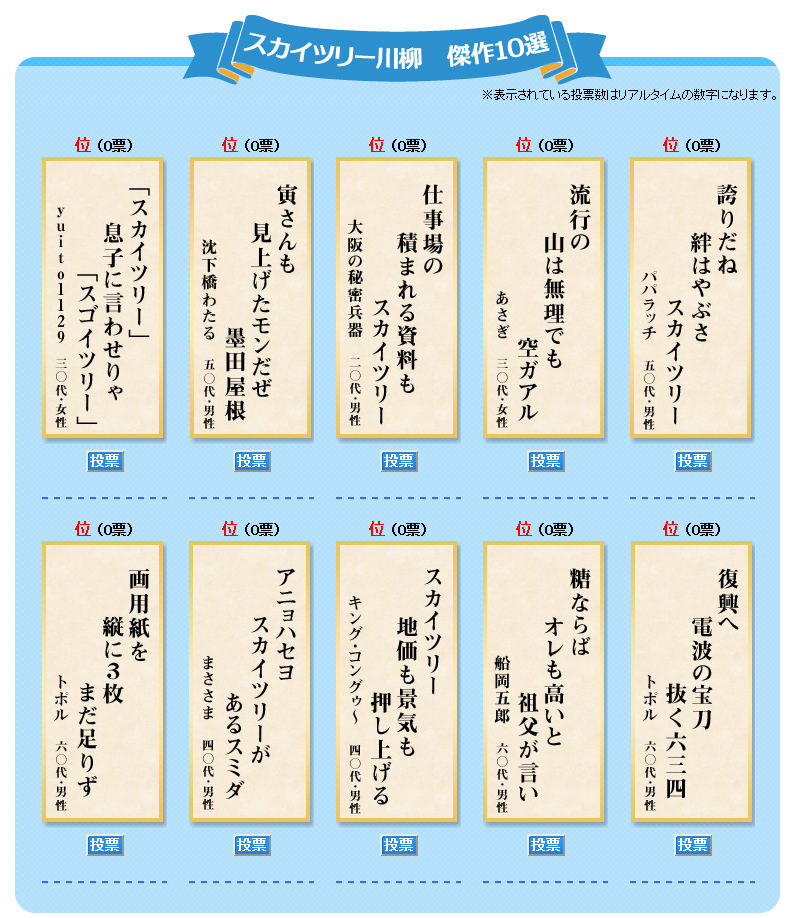 東京スカイツリー®へ行ってみたい!~川柳コンテスト~スカイツリー川柳 傑作10選決定!|株式会社 日本旅行のプレスリリース 東京スカイツリー®へ行ってみたい!~川柳コンテスト~スカイツリー川柳 傑作10選決定!|株式会社 日本旅行のプレスリリース