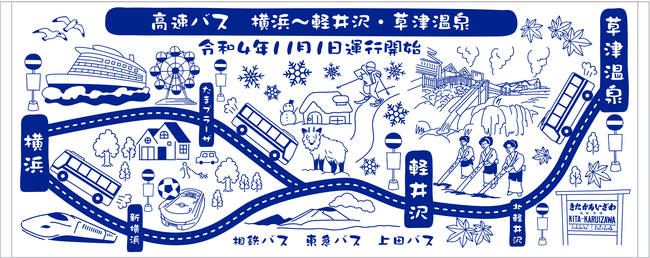 軽井沢・草津温泉方面ご乗車のお客さまに先着でプレゼントする「開業記念手ぬぐい」