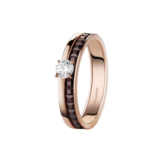 「QUATRE CLASSIQUE キャトル クラシック ソリテール リング」 PG YG ブラウンPVD  ラウンドカット ダイヤモンド 0.2ct ￥246,000（税抜）～