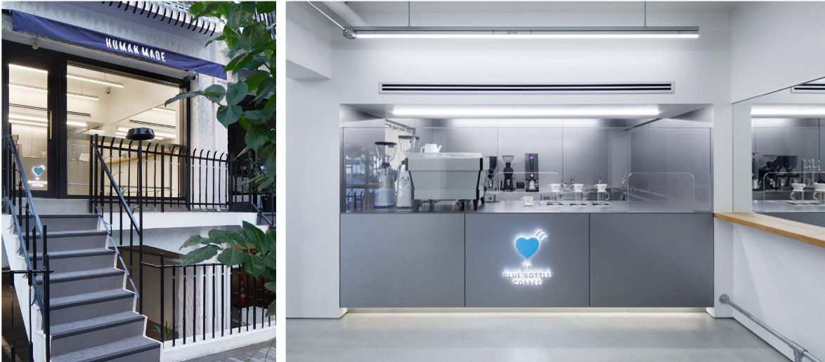 HUMAN MADE OFFLINE STORE」内に、「HUMAN MADE Cafe by Blue Bottle