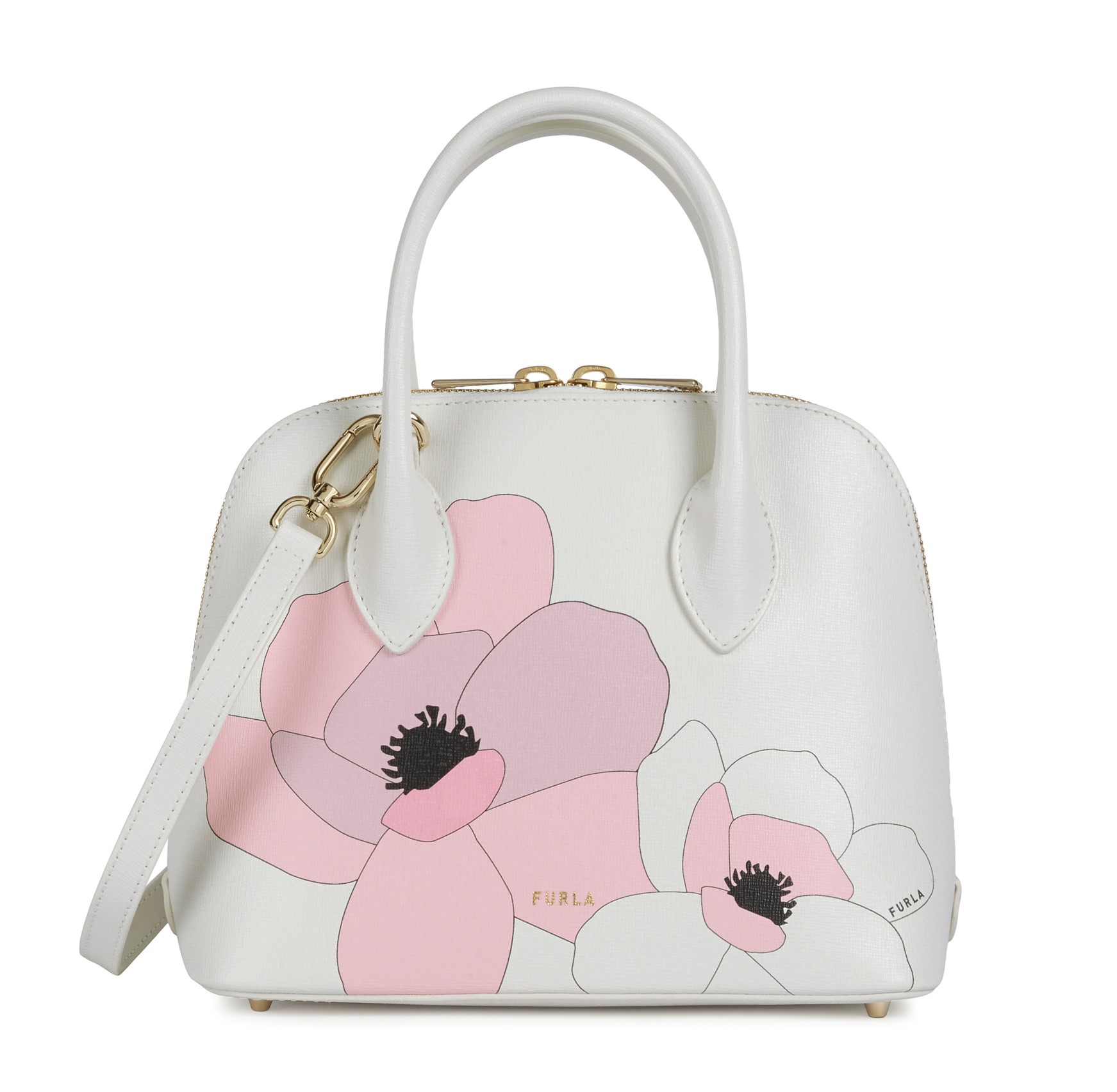 新品】FURLA フルラ マグノリア 花柄 ハンドバッグ ショルダーバッグ-