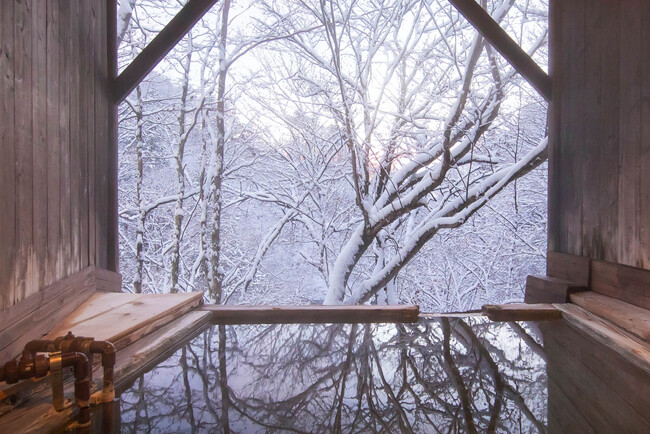 貸切露天風呂から望む雪景色