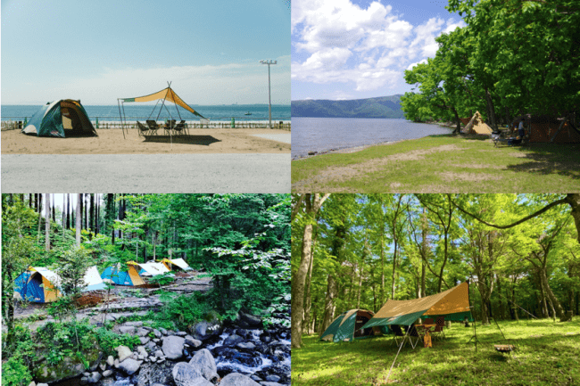 海、湖、川、森　様々なロケーションのキャンプ場があります
