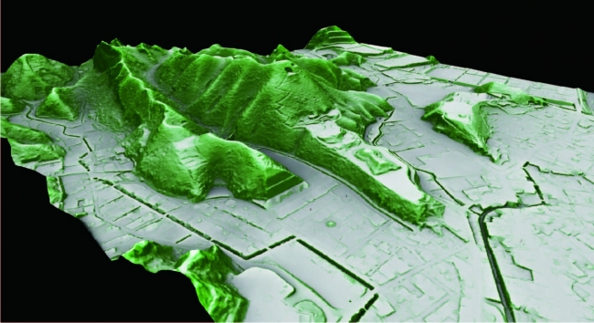 航空レーザ測量成果から作成した光明山古墳とその周辺の立体図