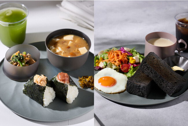 左)おにぎりセット / 右)トーストセット 左)おにぎりセット / 右)トーストセット