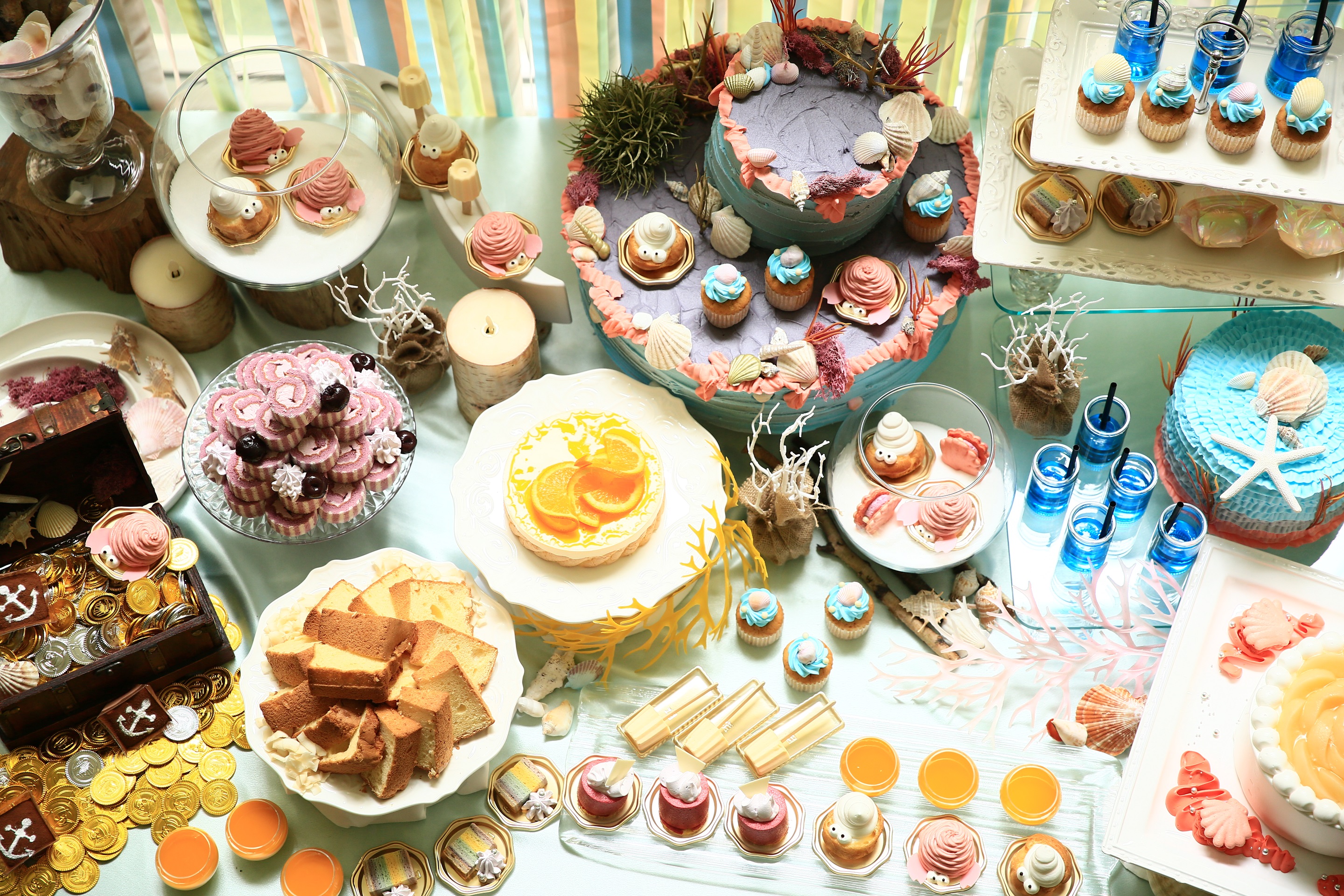 トロピカルワンダーランド デザートブッフェ アンダー ザ シー 販売 海の中の世界をテーマに貝殻 やどかり 魚などをモチーフ にしたスイーツが勢揃い ベストブライダルのプレスリリース