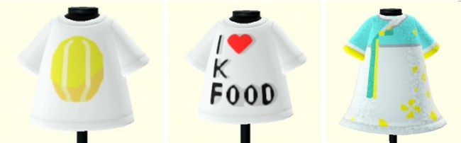 左から、チャメTシャツ、aTシャツ、チマチョゴリ 左から、チャメTシャツ、aTシャツ、チマチョゴリ