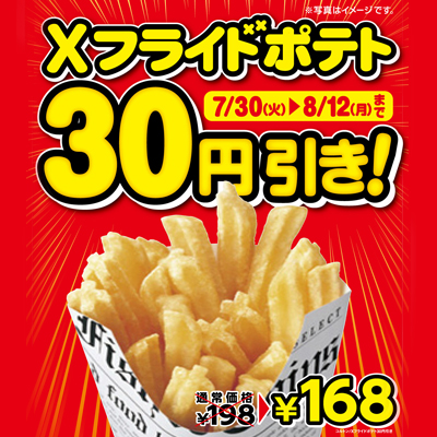 夏本番 おやつにおつまみにお得な２週間 ｘフライドポテト ３０円引きセール実施 期間 ２０１３年７月３０日 火 ８月１２日 月 ミニストップ株式会社のプレスリリース