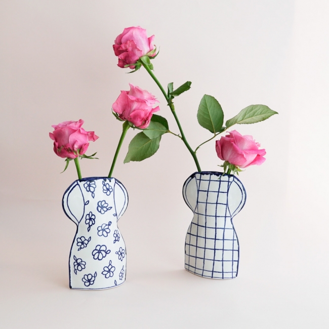 マリアンヌ・ハルバーグ 花柄の花瓶 香水瓶のかびん ランプの花瓶 - 工芸品