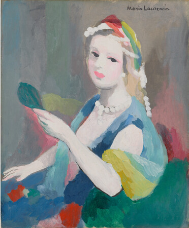 マリー・ローランサン《手鏡を持つ女》1937 年頃、石橋財団アーティゾン美術館
