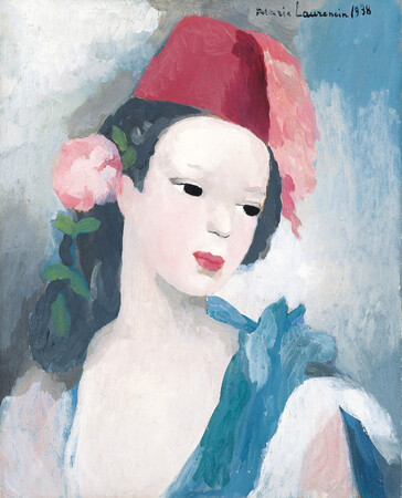 マリー・ローランサン《シェシア帽を被った女》1938 年、ヤマザキマザック美術館