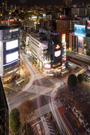 渋谷 エクセルホテル東急から望む渋谷駅前スクランブル交差点
