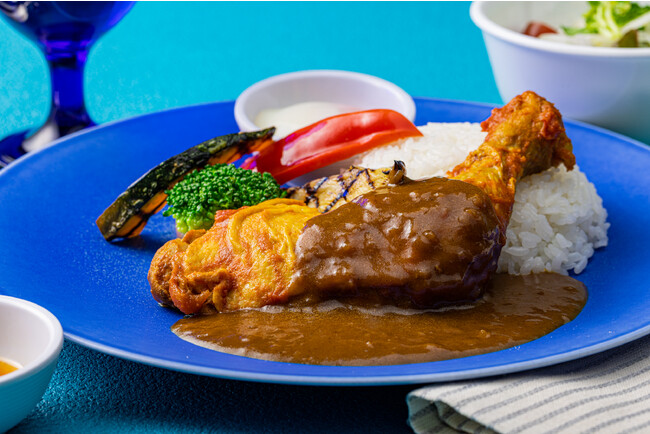 河津野菜を盛り込んだ骨付きチキンカレー