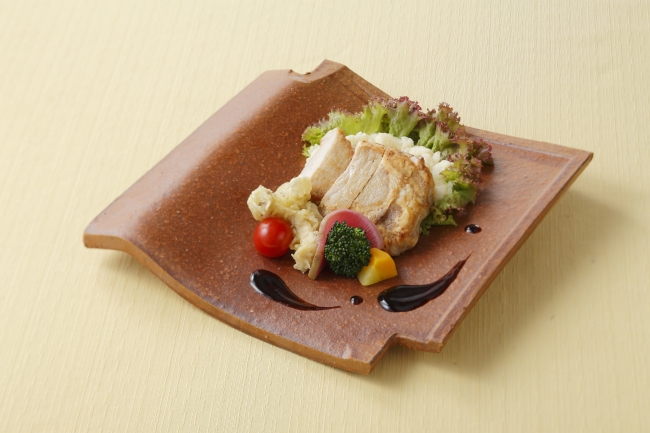 ディナー洋食：島根県産石見ポークのポワレ 仁多米のリゾット添え　バルサミコソースとトリュフオイルで（フライヤーズディナー肉料理メニュー）