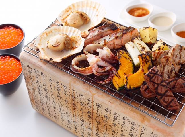 北海道産　お肉と魚介の炙り焼き＆イクラぶっかけ丼
