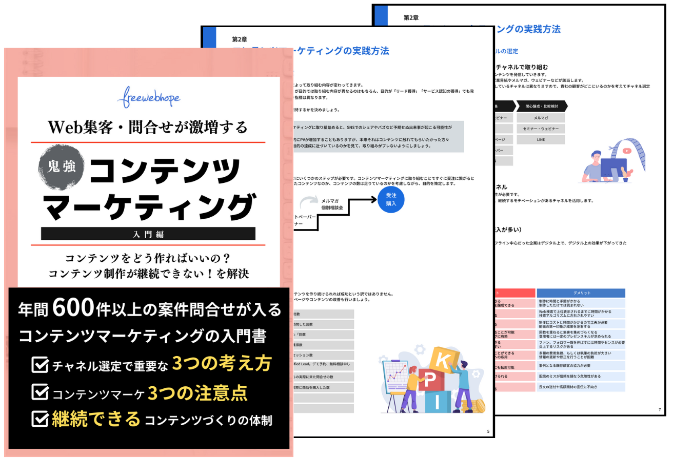 お役立ち資料「鬼強 コンテンツマーケティング 入門編」を無料配布|株式会社free web hopeのプレスリリース