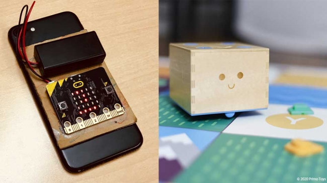 プログラミング教材（左）BBC microbit（右）Cubetto