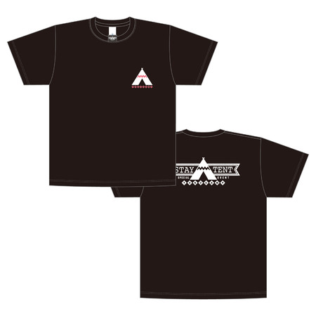 「『ゆるキャン△』スペシャルイベント STAY△TENT」_グッズ_STAY△TENT Tシャツ ブラック  ピンクロゴ