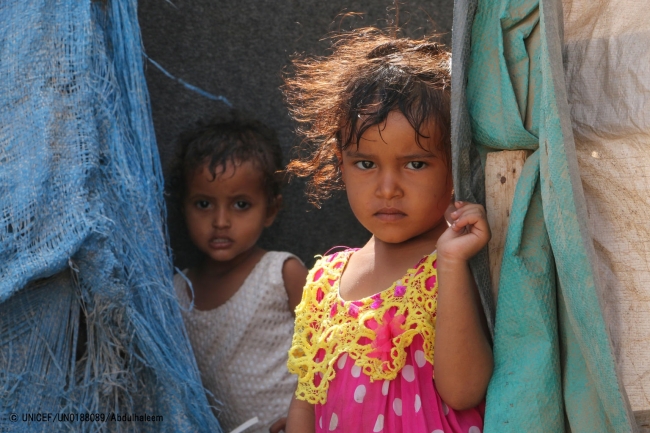 紛争により避難を余儀なくされた子どもたち。(2018年3月15日撮影) (C) UNICEF_UN0188089_Abdulhaleem