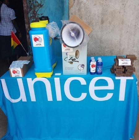 日本政府からの支援で、命を救う支援物資を配布することができた。©UNICEF/Guinea/2014