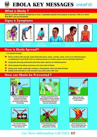 エボラの症状や予防法を伝えるポスターを配布。©UNICEF Sierra Leone/2014