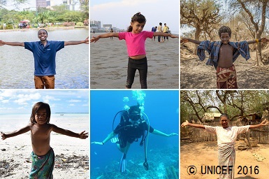 インスタグラムでハッシュタグ（#ClimateChain）を使った啓発キャンペーンを実施。© UNICEF 2016