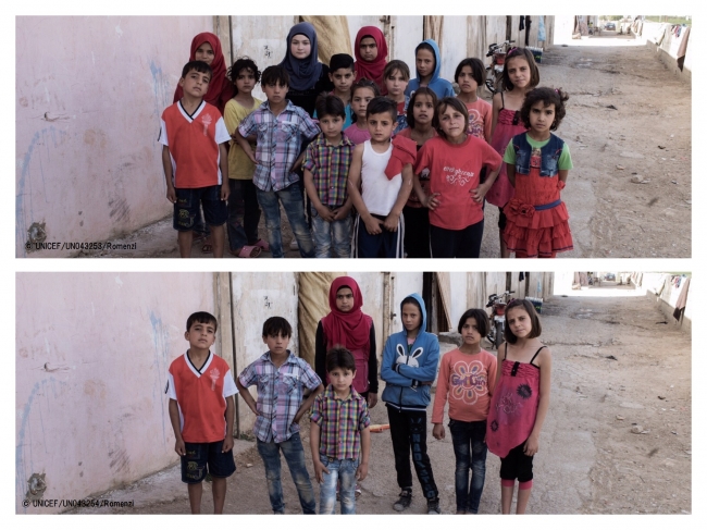 17人のシリア難民の子どもたちのうち、7人しか学校に通えていない（レバノン、ベッカー高原）© UNICEF_UN043253_Romenzi, © UNICEF_UN043254_Romenzi