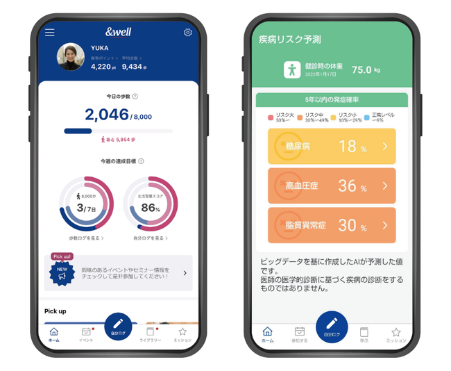 「&well 」 アプリ 画面イメージ 「&well 」 アプリ 画面イメージ