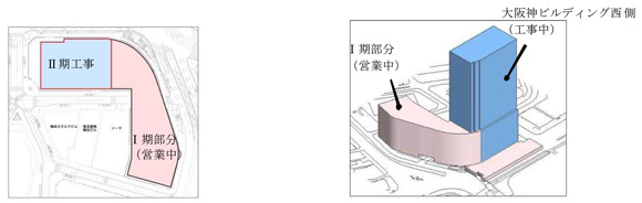【II期工事】大阪神ビルディング西側の解体・新築工事