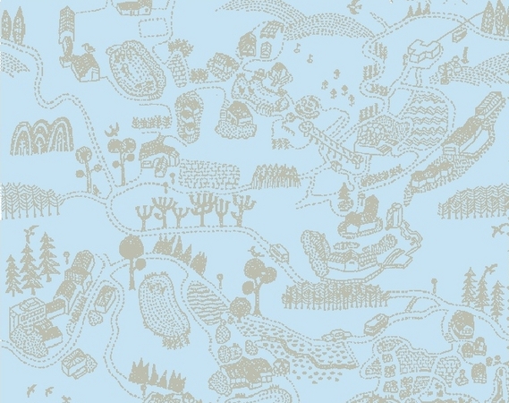 六甲山の風景を描いたポンチョのデザイン(一部抜粋)