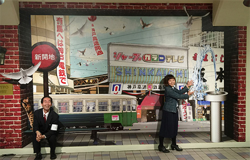 ※市電が走っていた頃の昭和の神戸三宮・新開地の様子をテーマとした風景画