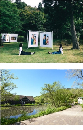 (写真上)六甲山カンツリーハウス 会場イメージ（写真下）六甲オルゴールミュージアム　中庭