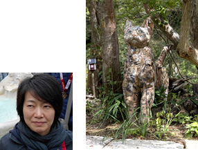 【左】花田千絵　【右】作品名：「ほどけるとき」 六甲オルゴールミュージアム