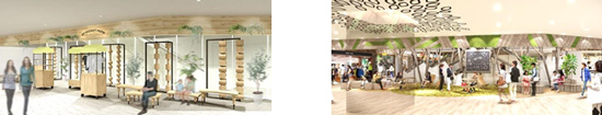 【左】南館4階・レストスペース　イメージ　【右】南館5階・レストスペース　イメージ