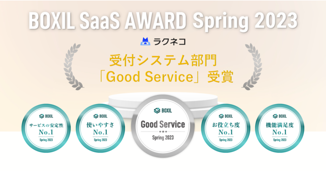 受付クラウドシステム ラクネコ「BOXIL SaaS AWARD 2023」受付システム部門「Good Service」受賞