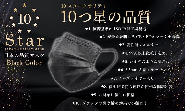 販売累計1 000万枚突破 実証されたウイルス対策 1箱 50枚入 700円 高品質と安さ 不織布マスクの全ての要望を叶えた 10つ星マスク 日本の品質マスク ブラックが緊急追加販売 サムライワークス株式会社のプレスリリース