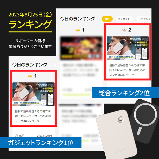 Makuakeデイリーランキング1位獲得！】iPhone対応スマホ通話レコーダー