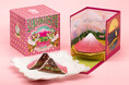 “桃源郷のお菓子屋”小楽園から、紅桃色の富士山「赤富士」が新登場。オリジナルのプレートが作れるデコレーションプレートセットも開始。