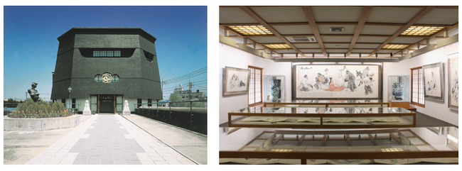 左より、范曽美術館外観、4階展示室
